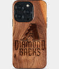 Eco-friendly Arizona Diamondbacks iPhone 15 Pro Case - Carved Wood Custom Arizona Diamondbacks Gift For Him - Monogrammed Personalized iPhone 15 Pro Cover By Engraved In Nature