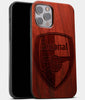Best Wood Arsenal F.C. iPhone 13 Pro Max Case | Custom Arsenal F.C. Gift | Mahogany Wood Cover - Engraved In Nature
