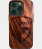 Eco-friendly Arsenal FC iPhone 14 Pro Case - Carved Wood Custom Arsenal FC Gift For Him - Monogrammed Personalized iPhone 14 Pro Cover By Engraved In Nature