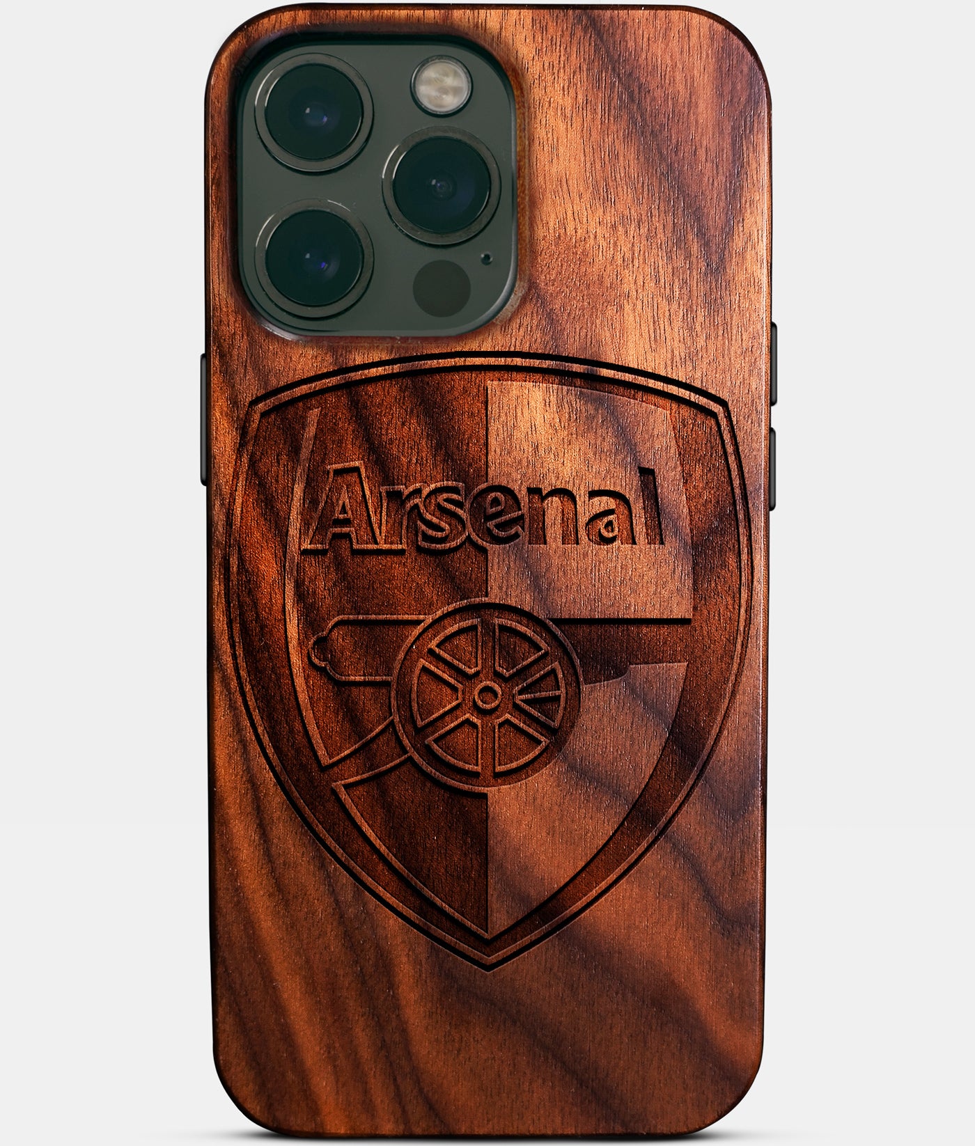 Eco-friendly Arsenal FC iPhone 14 Pro Max Case - Carved Wood Custom Arsenal FC Gift For Him - Monogrammed Personalized iPhone 14 Pro Max Cover By Engraved In Nature