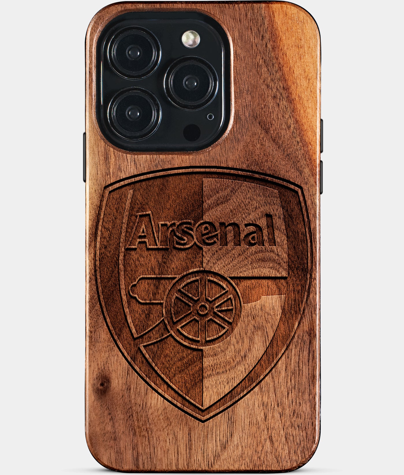 Eco-friendly Arsenal FC iPhone 15 Pro Case - Carved Wood Custom Arsenal FC Gift For Him - Monogrammed Personalized iPhone 15 Pro Cover By Engraved In Nature
