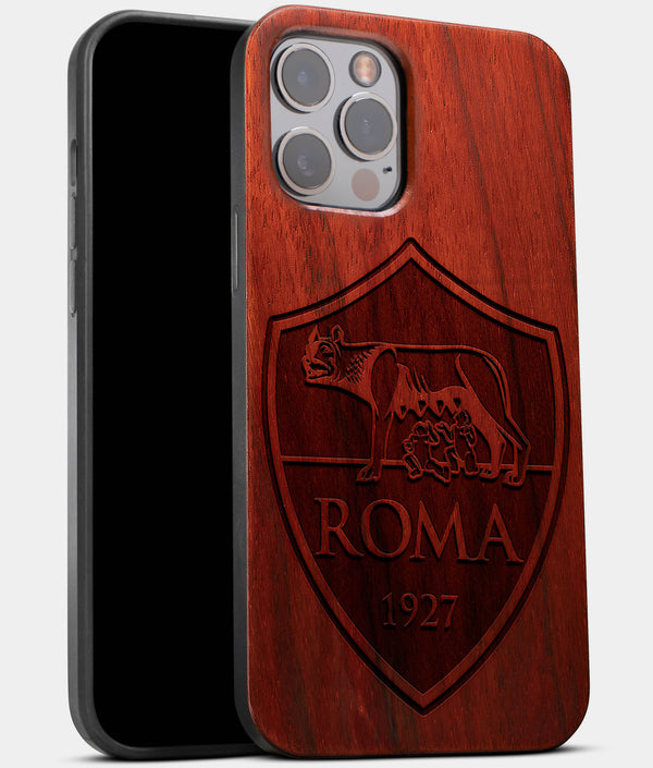 Best Wood A.S. Roma iPhone 13 Pro Case | Custom A.S. Roma Gift | Mahogany Wood Cover - Engraved In Nature