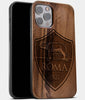 Best Wood A.S. Roma iPhone 13 Pro Case | Custom A.S. Roma Gift | Walnut Wood Cover - Engraved In Nature