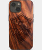 Eco-friendly AS Roma iPhone 14 Case - Carved Wood Custom AS Roma Gift For Him - Monogrammed Personalized iPhone 14 Cover By Engraved In Nature