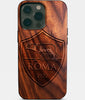 Eco-friendly AS Roma iPhone 14 Pro Max Case - Carved Wood Custom AS Roma Gift For Him - Monogrammed Personalized iPhone 14 Pro Max Cover By Engraved In Nature