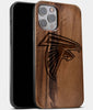 Best Wood Atlanta Falcons iPhone 13 Pro Case | Custom Atlanta Falcons Gift | Walnut Wood Cover - Engraved In Nature