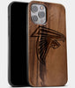 Best Wood Atlanta Falcons iPhone 13 Pro Case | Custom Atlanta Falcons Gift | Walnut Wood Cover - Engraved In Nature