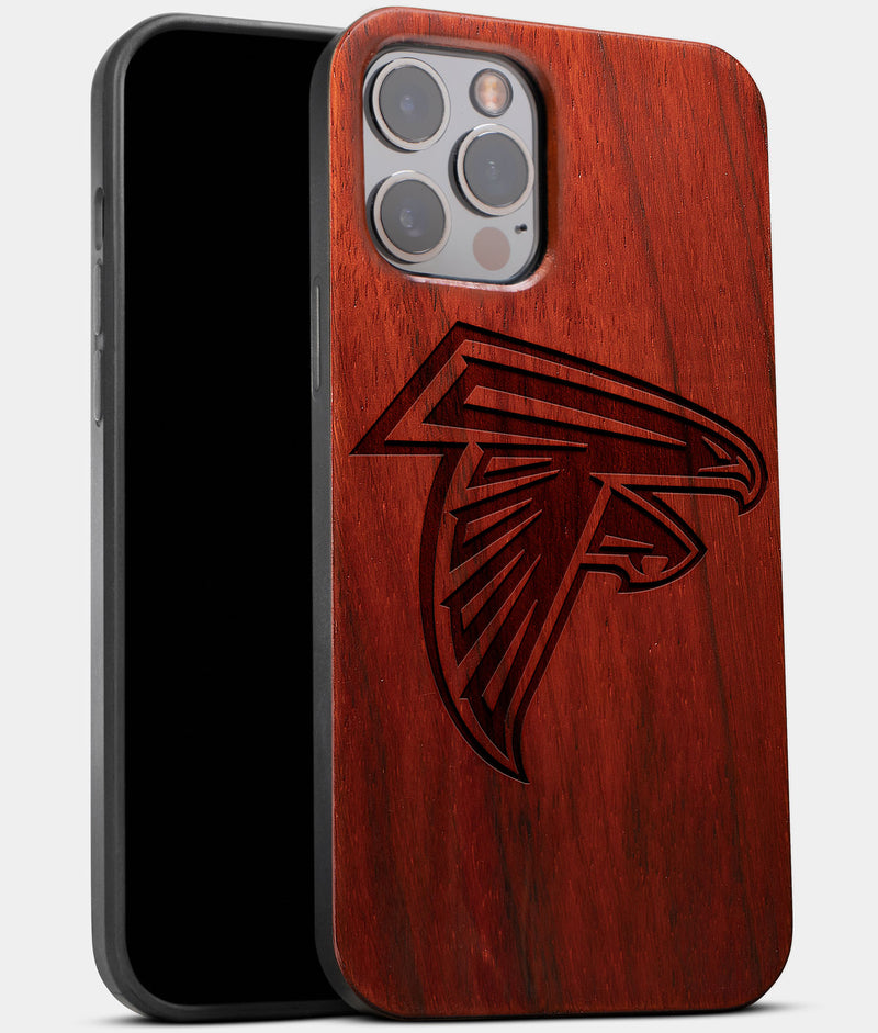Best Wood Atlanta Falcons iPhone 13 Pro Max Case | Custom Atlanta Falcons Gift | Mahogany Wood Cover - Engraved In Nature