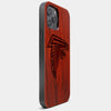 Best Wood Atlanta Falcons iPhone 13 Pro Max Case | Custom Atlanta Falcons Gift | Mahogany Wood Cover - Engraved In Nature