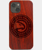 Carved Wood Atlanta Hawks iPhone 13 Case | Custom Atlanta Hawks Gift, Birthday Gift | Personalized Mahogany Wood Cover, Gifts For Him, Monogrammed Gift For Fan | by Engraved In Nature