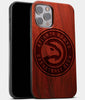 Best Wood Atlanta Hawks iPhone 13 Pro Case | Custom Atlanta Hawks Gift | Mahogany Wood Cover - Engraved In Nature