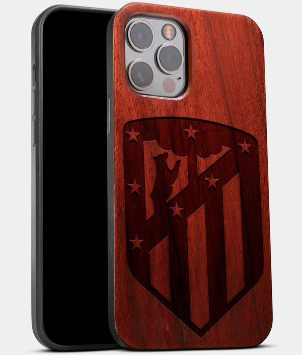 Best Wood Atletico Madrid iPhone 13 Pro Case | Custom Atletico Madrid Gift | Mahogany Wood Cover - Engraved In Nature