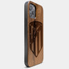 Best Wood Atletico Madrid iPhone 13 Pro Max Case | Custom Atletico Madrid Gift | Walnut Wood Cover - Engraved In Nature