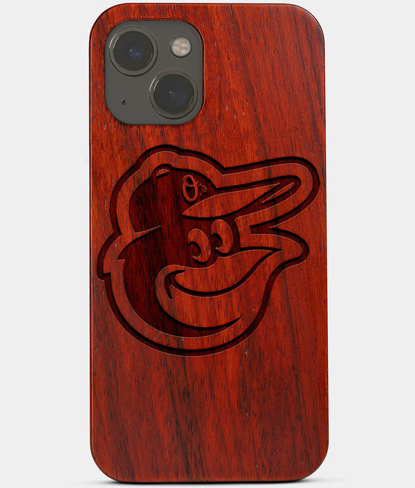 Carved Wood Baltimore Orioles iPhone 13 Case | Custom Baltimore Orioles Gift, Birthday Gift | Personalized Mahogany Wood Cover, Gifts For Him, Monogrammed Gift For Fan | by Engraved In Nature