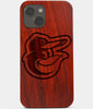 Carved Wood Baltimore Orioles iPhone 13 Case | Custom Baltimore Orioles Gift, Birthday Gift | Personalized Mahogany Wood Cover, Gifts For Him, Monogrammed Gift For Fan | by Engraved In Nature