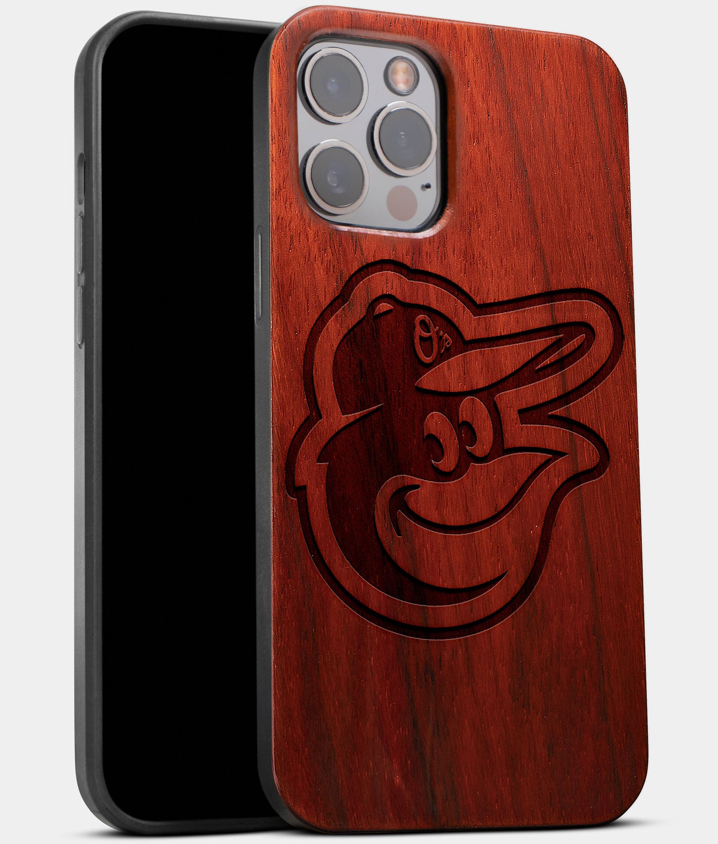 Best Wood Baltimore Orioles iPhone 13 Pro Max Case | Custom Baltimore Orioles Gift | Mahogany Wood Cover - Engraved In Nature