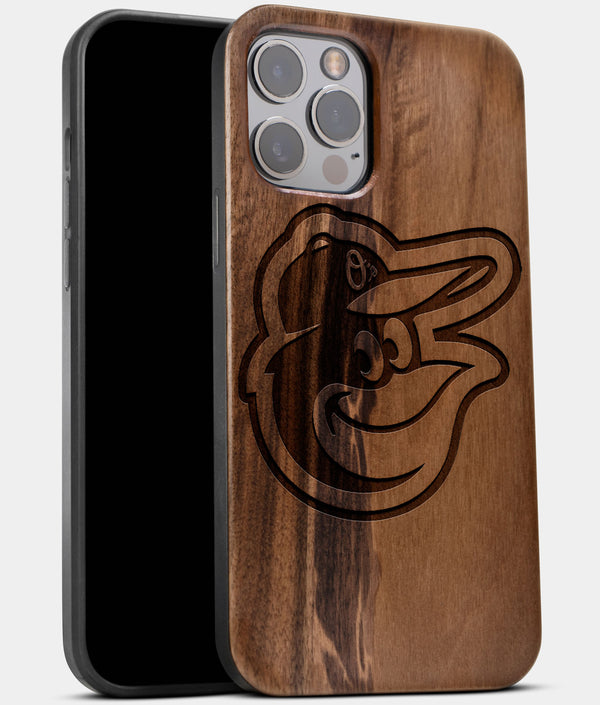 Best Wood Baltimore Orioles iPhone 13 Pro Max Case | Custom Baltimore Orioles Gift | Walnut Wood Cover - Engraved In Nature