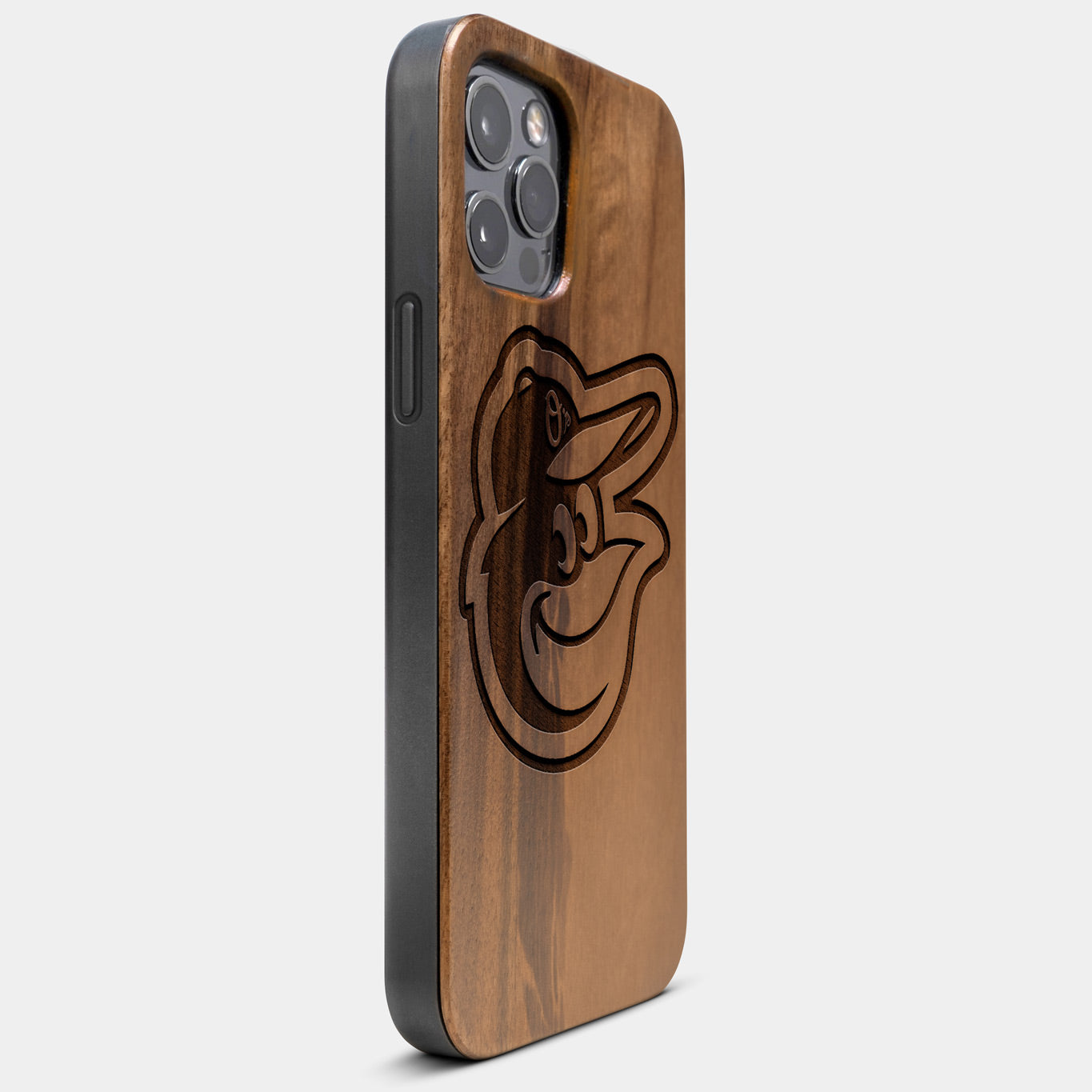 Best Wood Baltimore Orioles iPhone 13 Pro Max Case | Custom Baltimore Orioles Gift | Walnut Wood Cover - Engraved In Nature