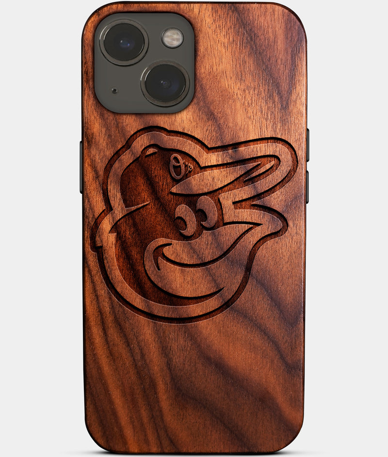 Eco-friendly Baltimore Orioles iPhone 14 Case - Carved Wood Custom Baltimore Orioles Gift For Him - Monogrammed Personalized iPhone 14 Cover By Engraved In Nature