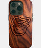 Eco-friendly Baltimore Orioles iPhone 14 Pro Case - Carved Wood Custom Baltimore Orioles Gift For Him - Monogrammed Personalized iPhone 14 Pro Cover By Engraved In Nature