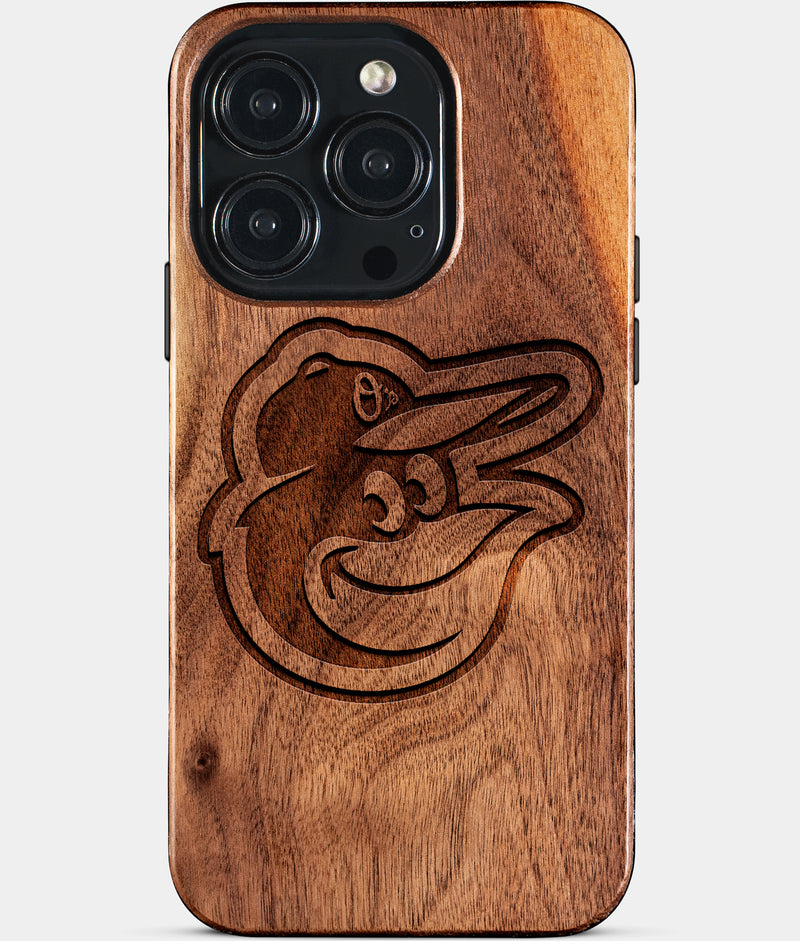 Eco-friendly Baltimore Orioles iPhone 15 Pro Case - Carved Wood Custom Baltimore Orioles Gift For Him - Monogrammed Personalized iPhone 15 Pro Cover By Engraved In Nature