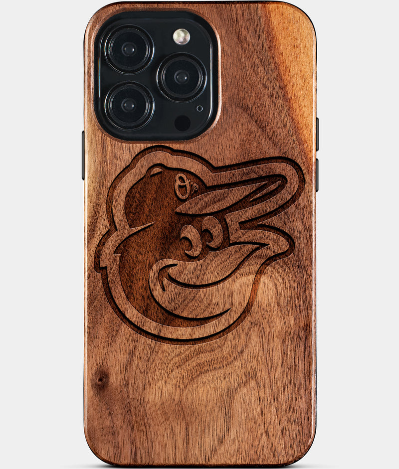 Eco-friendly Baltimore Orioles iPhone 15 Pro Max Case - Carved Wood Custom Baltimore Orioles Gift For Him - Monogrammed Personalized iPhone 15 Pro Max Cover By Engraved In Nature