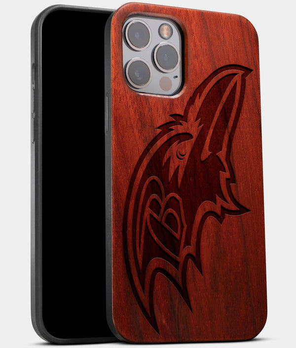 Best Wood Baltimore Ravens iPhone 13 Pro Case | Custom Baltimore Ravens Gift | Mahogany Wood Cover - Engraved In Nature