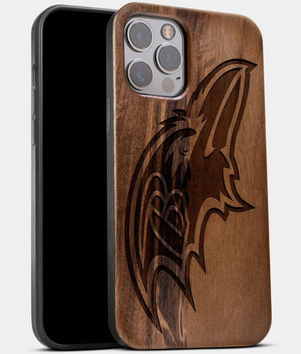 Best Wood Baltimore Ravens iPhone 13 Pro Case | Custom Baltimore Ravens Gift | Walnut Wood Cover - Engraved In Nature