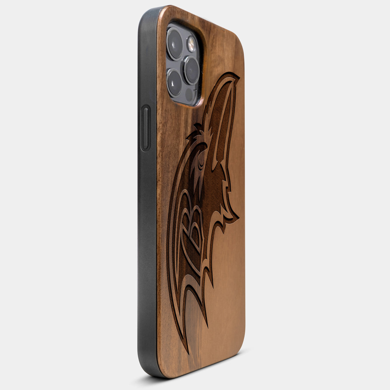 Best Wood Baltimore Ravens iPhone 13 Pro Max Case | Custom Baltimore Ravens Gift | Walnut Wood Cover - Engraved In Nature