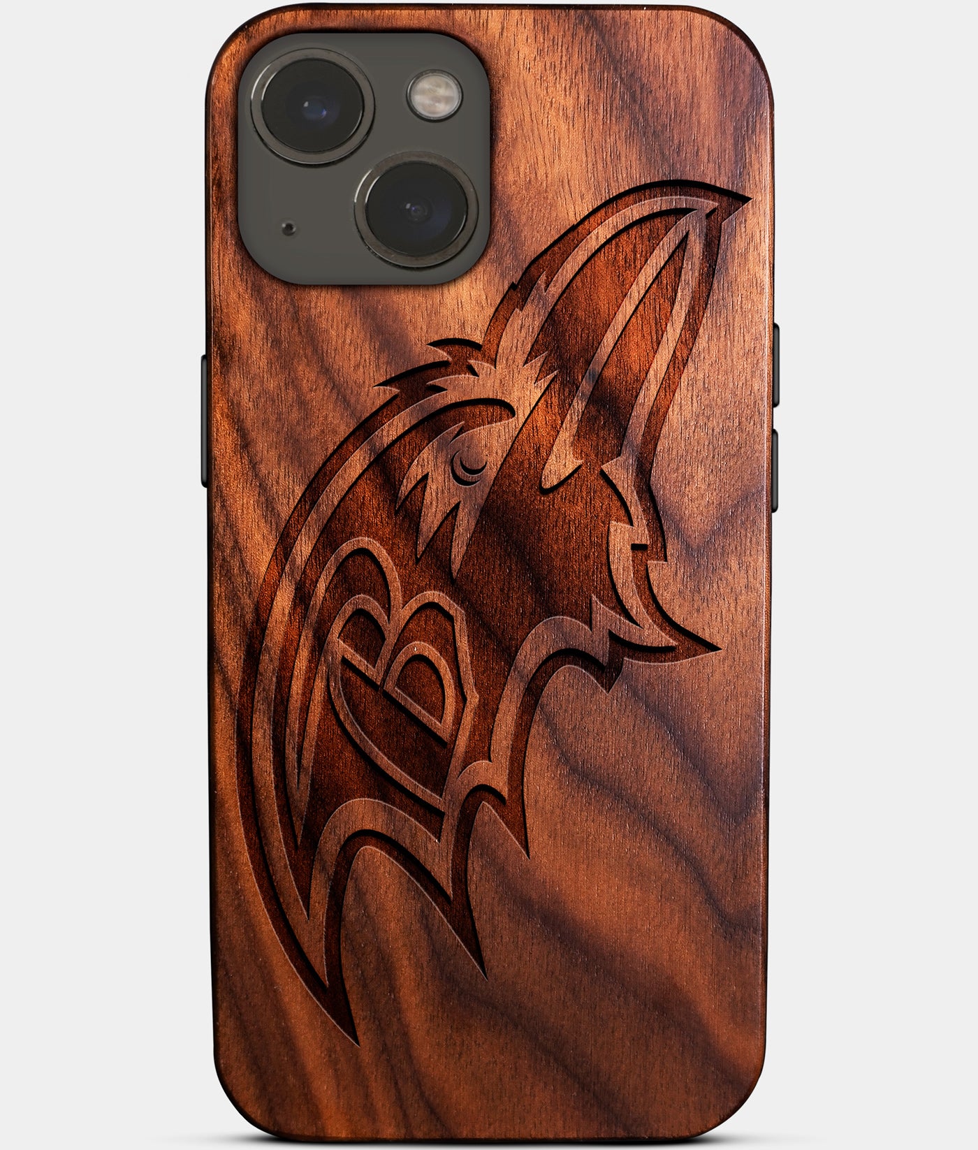 Eco-friendly Baltimore Ravens iPhone 14 Case - Carved Wood Custom Baltimore Ravens Gift For Him - Monogrammed Personalized iPhone 14 Cover By Engraved In Nature