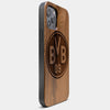 Best Wood Borussia Dortmund iPhone 13 Pro Case | Custom Borussia Dortmund Gift | Walnut Wood Cover - Engraved In Nature