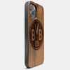 Best Wood Borussia Dortmund iPhone 13 Pro Max Case | Custom Borussia Dortmund Gift | Walnut Wood Cover - Engraved In Nature