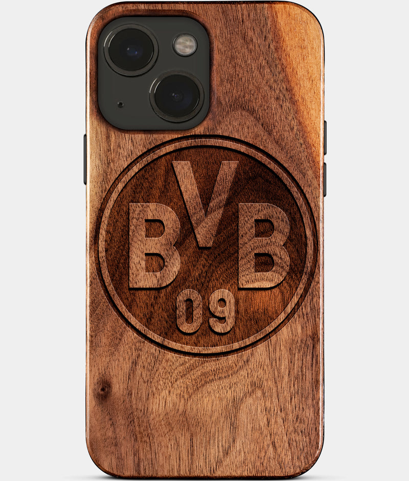 Eco-friendly Borussia Dortmund iPhone 15 Case - Carved Wood Custom Borussia Dortmund Gift For Him - Monogrammed Personalized iPhone 15 Cover By Engraved In Nature