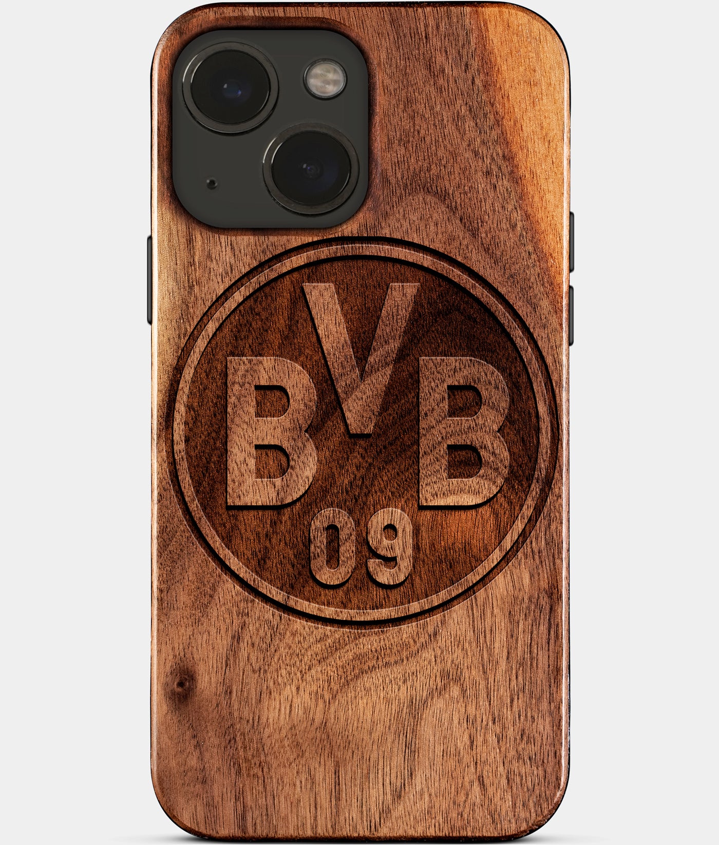 Eco-friendly Borussia Dortmund iPhone 15 Plus Case - Carved Wood Custom Borussia Dortmund Gift For Him - Monogrammed Personalized iPhone 15 Plus Cover By Engraved In Nature