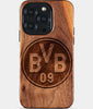 Eco-friendly Borussia Dortmund iPhone 15 Pro Case - Carved Wood Custom Borussia Dortmund Gift For Him - Monogrammed Personalized iPhone 15 Pro Cover By Engraved In Nature