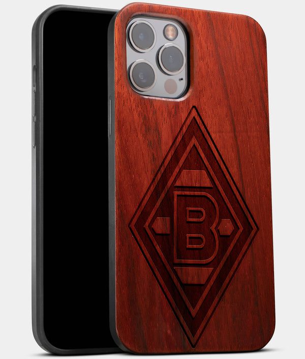 Best Wood Borussia Monchengladbach iPhone 13 Pro Max Case | Custom Borussia Monchengladbach Gift | Mahogany Wood Cover - Engraved In Nature