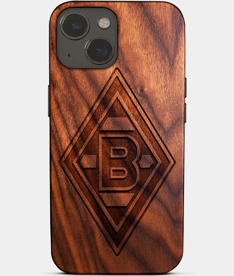 Eco-friendly Borussia Monchengladbach iPhone 14 Case - Carved Wood Custom Borussia Monchengladbach Gift For Him - Monogrammed Personalized iPhone 14 Cover By Engraved In Nature