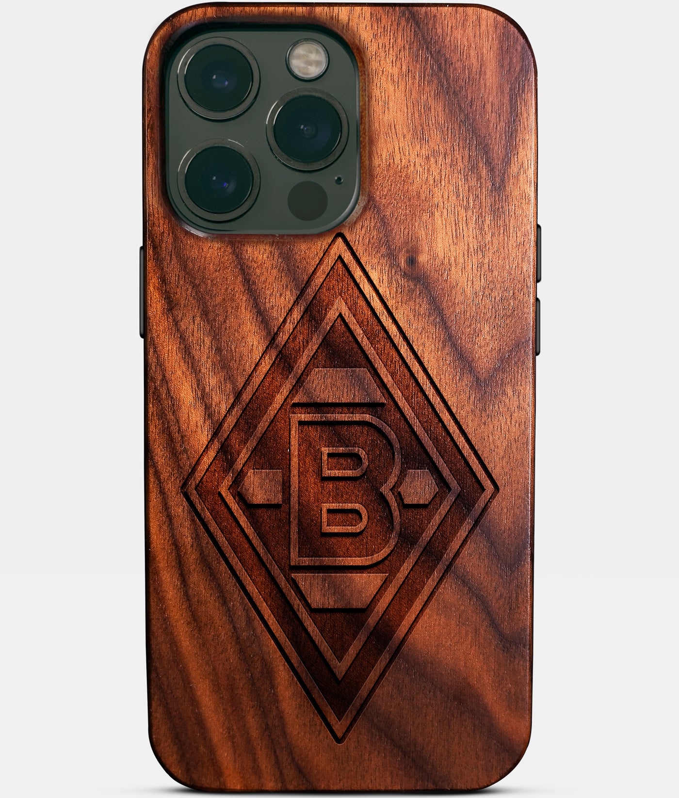 Eco-friendly Borussia Monchengladbach iPhone 14 Pro Max Case - Carved Wood Custom Borussia Monchengladbach Gift For Him - Monogrammed Personalized iPhone 14 Pro Max Cover By Engraved In Nature