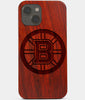 Carved Wood Boston Bruins iPhone 13 Case | Custom Boston Bruins Gift, Birthday Gift | Personalized Mahogany Wood Cover, Gifts For Him, Monogrammed Gift For Fan | by Engraved In Nature
