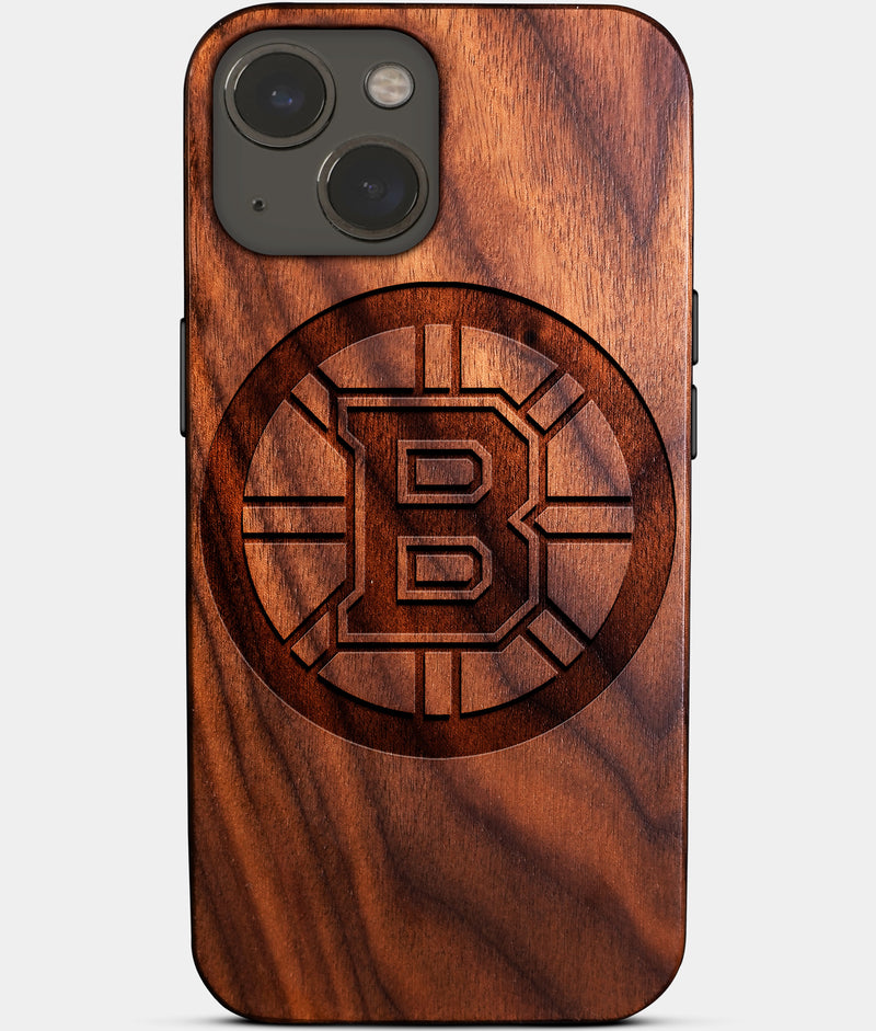 Eco-friendly Boston Bruins iPhone 14 Case - Carved Wood Custom Boston Bruins Gift For Him - Monogrammed Personalized iPhone 14 Cover By Engraved In Nature