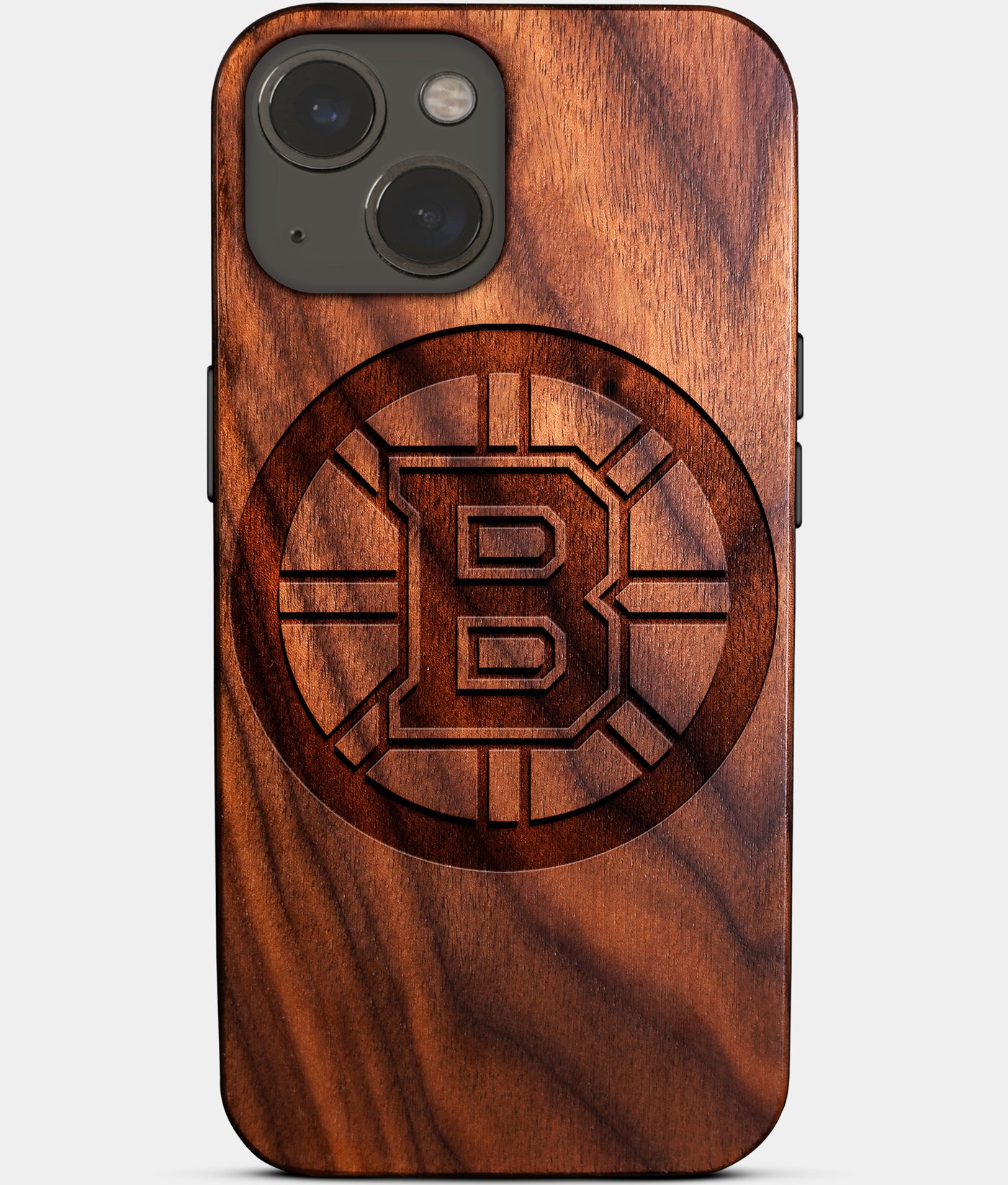 Eco-friendly Boston Bruins iPhone 14 Plus Case - Carved Wood Custom Boston Bruins Gift For Him - Monogrammed Personalized iPhone 14 Plus Cover By Engraved In Nature