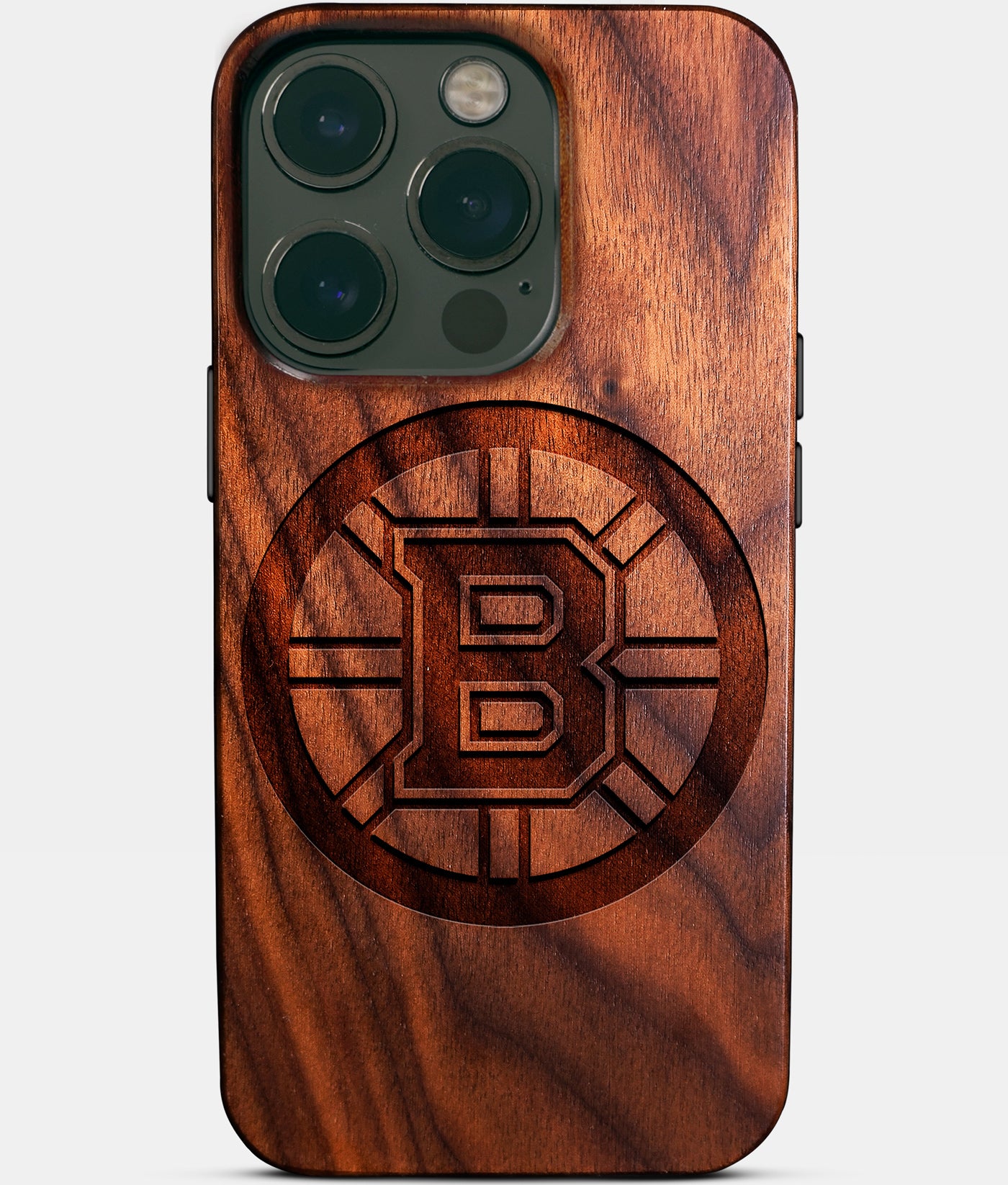 Eco-friendly Boston Bruins iPhone 14 Pro Case - Carved Wood Custom Boston Bruins Gift For Him - Monogrammed Personalized iPhone 14 Pro Cover By Engraved In Nature