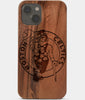 Carved Wood Boston Celtics iPhone 13 Case | Custom Boston Celtics Gift, Birthday Gift | Personalized Mahogany Wood Cover, Gifts For Him, Monogrammed Gift For Fan | by Engraved In Nature