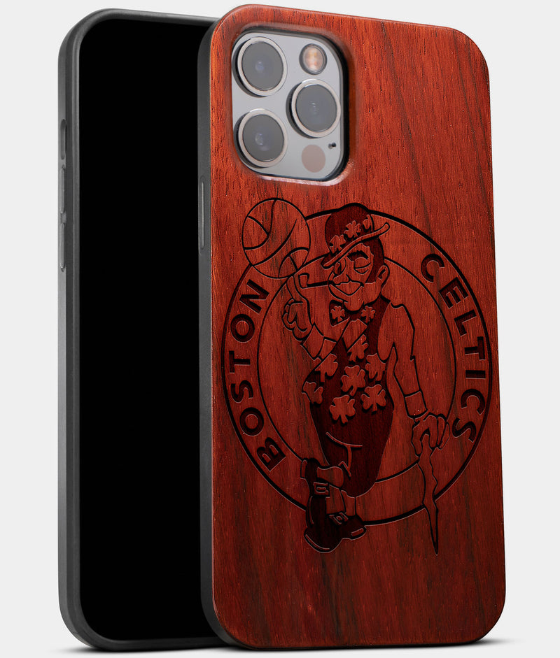 Best Wood Boston Celtics iPhone 13 Pro Case | Custom Boston Celtics Gift | Mahogany Wood Cover - Engraved In Nature