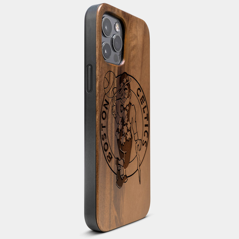 Best Wood Boston Celtics iPhone 13 Pro Case | Custom Boston Celtics Gift | Walnut Wood Cover - Engraved In Nature