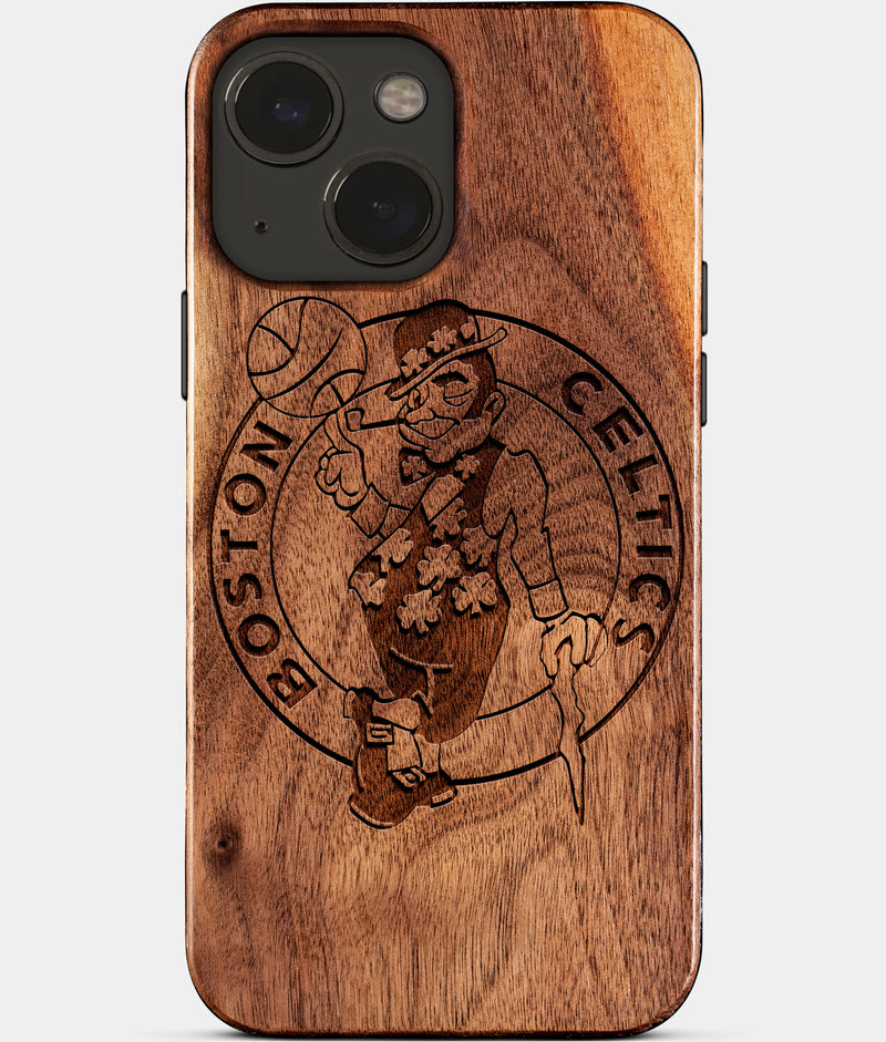 Eco-friendly Boston Celtics iPhone 15 Plus Case - Carved Wood Custom Boston Celtics Gift For Him - Monogrammed Personalized iPhone 15 Plus Cover By Engraved In Nature