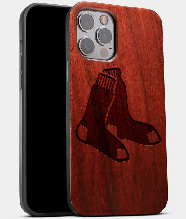 Best Wood Boston Red Sox iPhone 13 Pro Case | Custom Boston Red Sox Gift | Mahogany Wood Cover - Engraved In Nature
