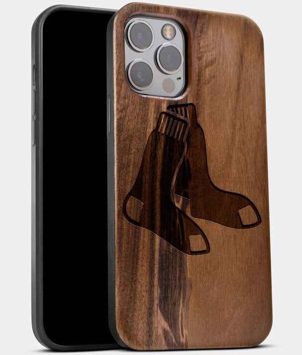 Best Wood Boston Red Sox iPhone 13 Pro Max Case | Custom Boston Red Sox Gift | Walnut Wood Cover - Engraved In Nature