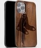 Best Wood Boston Red Sox iPhone 13 Pro Max Case | Custom Boston Red Sox Gift | Walnut Wood Cover - Engraved In Nature