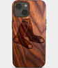 Eco-friendly Boston Red Sox iPhone 14 Plus Case - Carved Wood Custom Boston Red Sox Gift For Him - Monogrammed Personalized iPhone 14 Plus Cover By Engraved In Nature